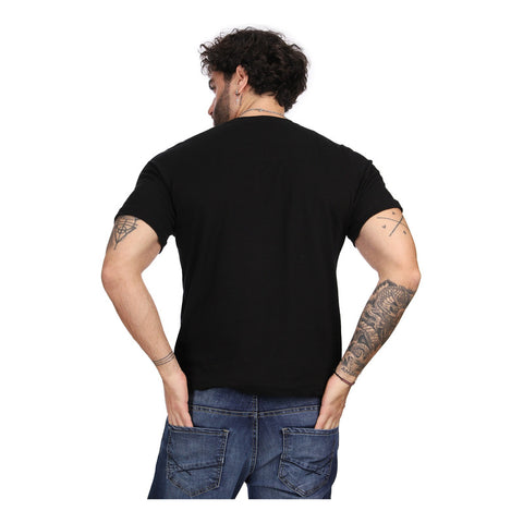 Playera Negra Manga Corta Estampado Águila Blanca Boy London