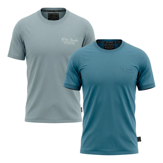 2 Pack Set Playera Verde Hombre Cuello Redondo Boy London Azul Mediana
