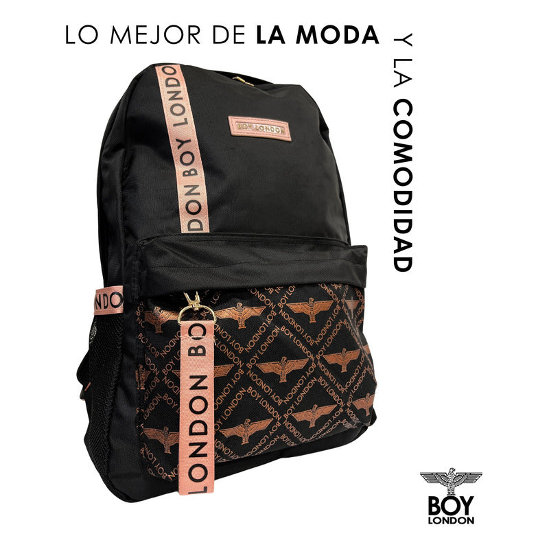 Mochila Juvenil De Moda Casual Escolar Negro Rosa Kawaii Con Colgantes Boy London