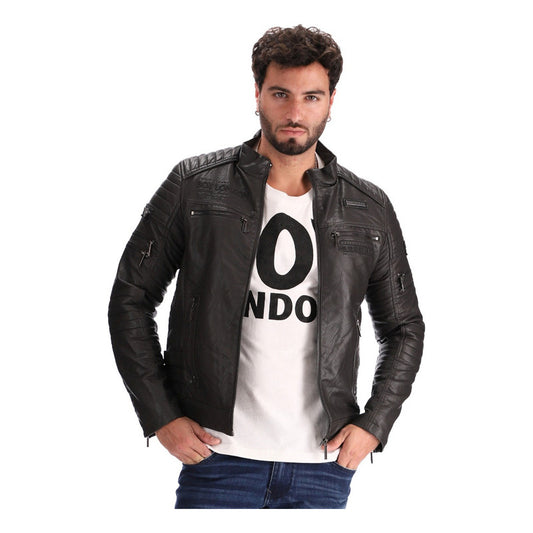 Chamarra Vinipiel Hombre Biker Interior Afelpado Boy London
