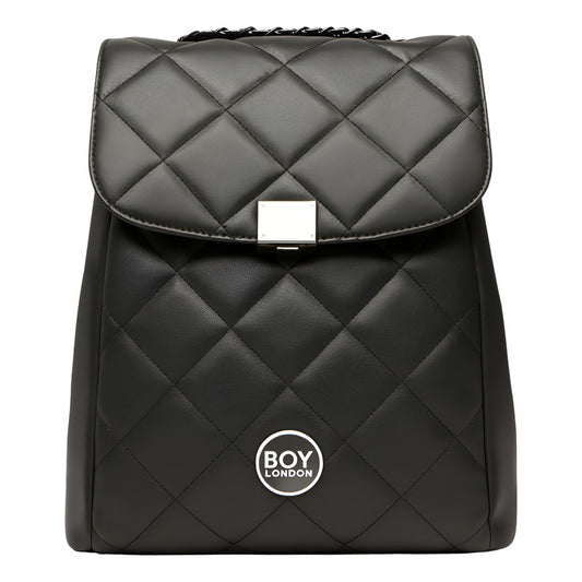 Mochila Casual Negra Para Mujer Dama Vinipiel Juvenil Boy London Color Negro Vinipiel Diseño De La Tela Cuadros