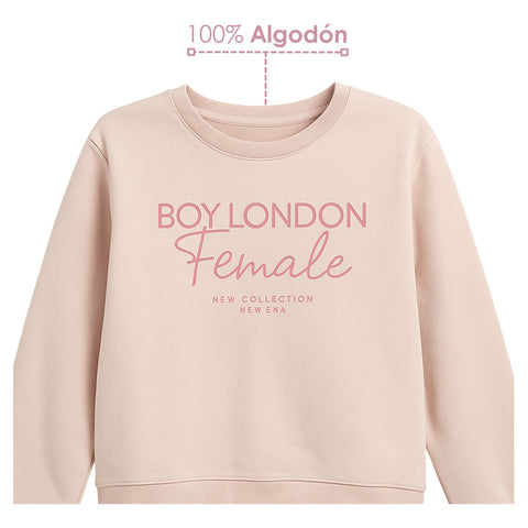 Sudadera Rosa Juvenil Casual De Felpa Mujer Boy London Female
