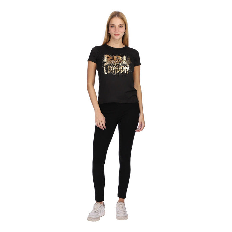 Leggins Mallon Casual Negro Con Cierres Y Placa Boy London