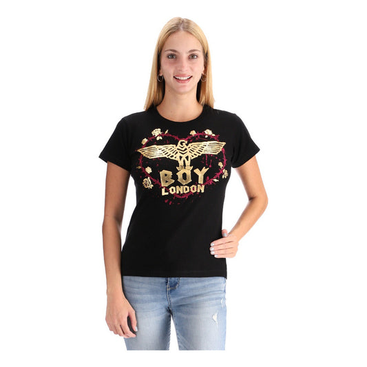 Playera Negra Mujer Foil Oro Corazon De Brillos Boy London