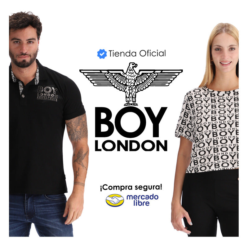 Playera Negra De Mujer Con Foil Rosa Metalico Boy London