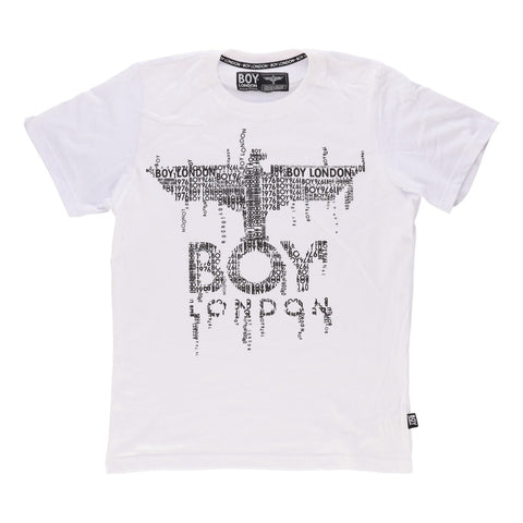 Playera Manga Corta Blanca Texturizada Letras Boy London