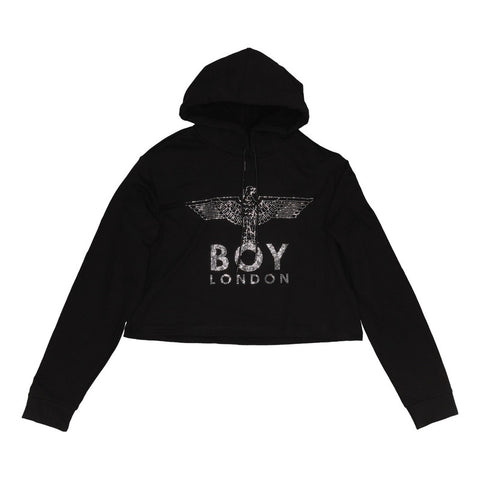 Sudadera Mujer Crop Top Ombliguera Con Pedreria Plata Boy London
