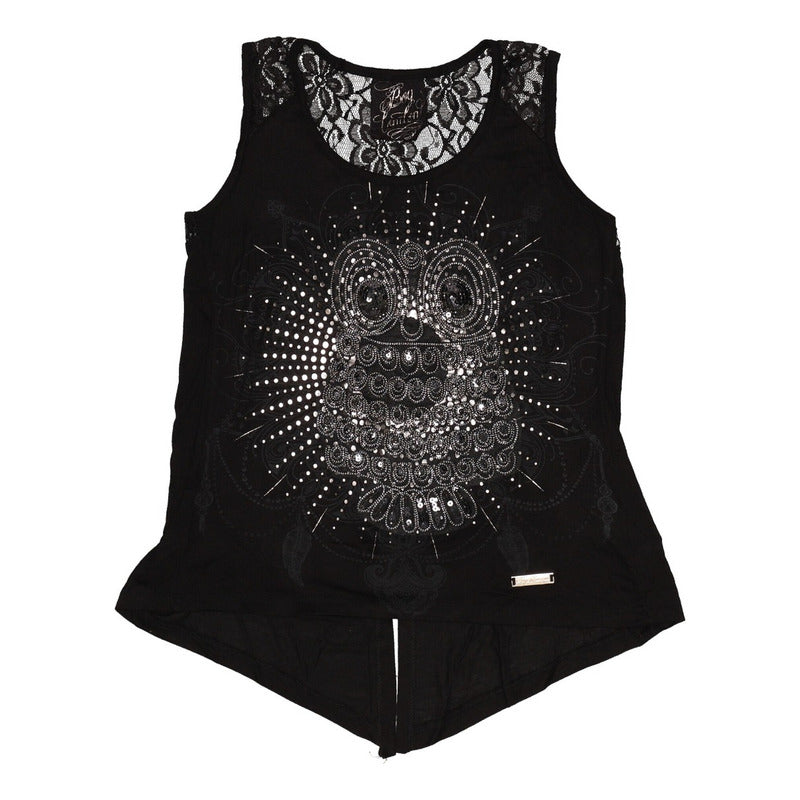Blusa Sin Manga Diseño 3d De Buho Lentejuelas Boy London