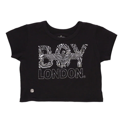 Crop Top Boy London Mujer Negro Zebra Foil Plata