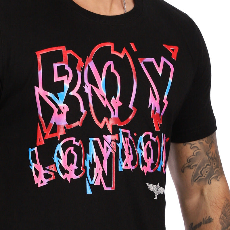 Playera Negra Para Hombre Letras De Colores Boy London