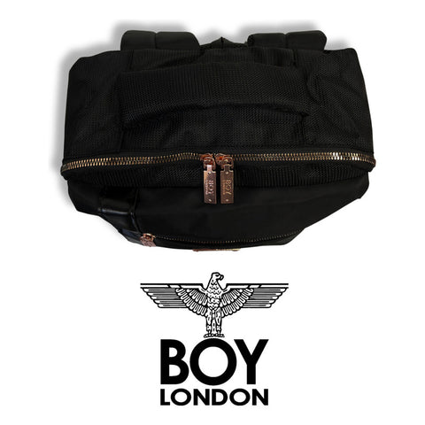 Mochila Negra Casual Urbana Cierres Rosa Metálico Boy London Color Negro Y Rosa Diseño De La Tela Lisa Liso