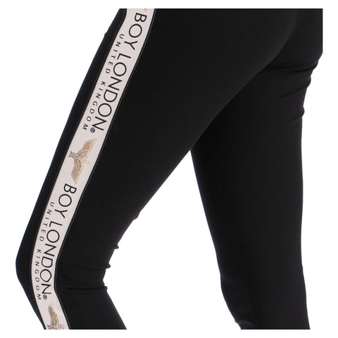 Leggings Boy London Mujer Negro Franja Dorada UK