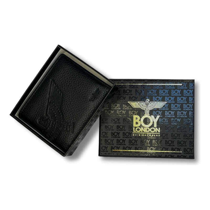 Cartera Negra De Piel Plegable Hombre Original Boy London