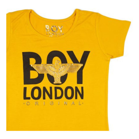 Playera De Mujer Casual De Manga Corta Estampado Boy London Amarillo G Liso