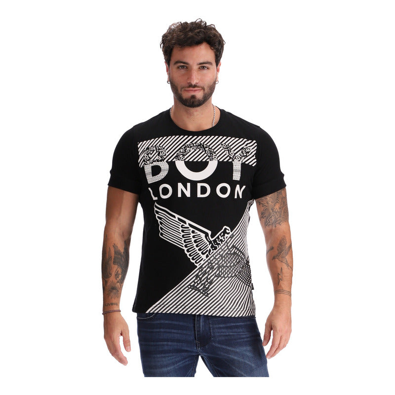 Playera Manga Corta Estampado Hd Texturizado Boy London