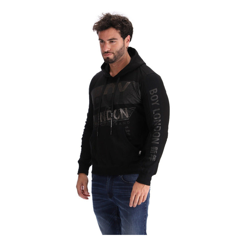 Sudadera Hoodie Ligera Negra Para Hombre Boy London