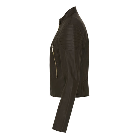 Chamarra Vinipiel Casual Biker De Dama Boy London Café Oscuro