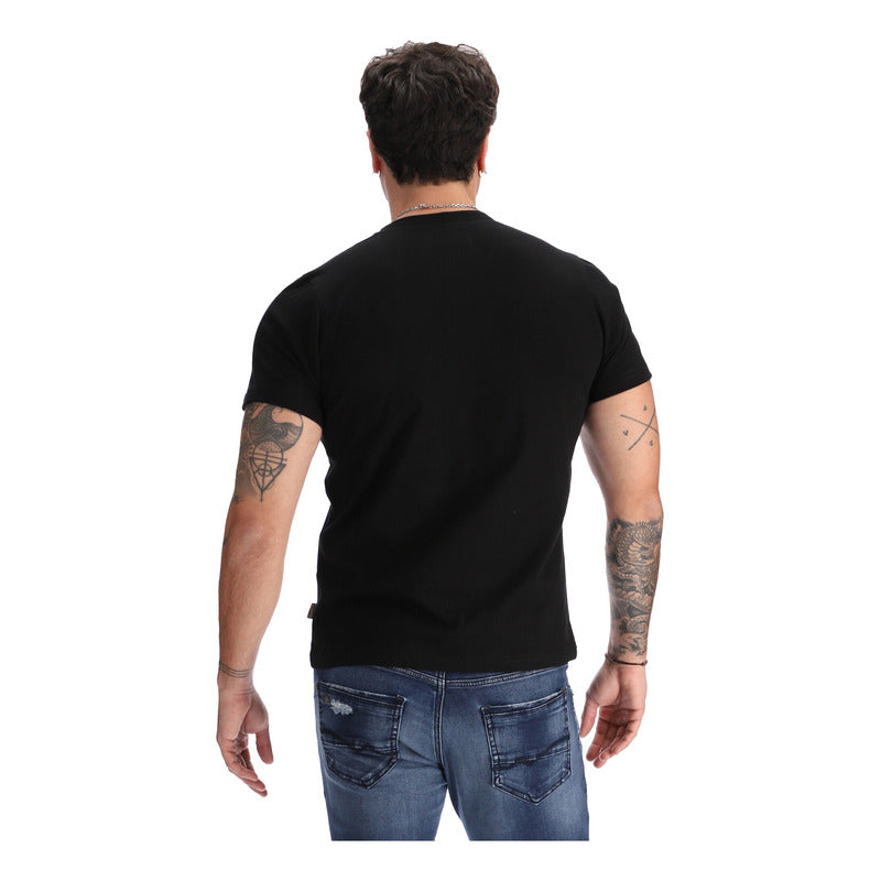 Playera Manga Corta Foil Dorado Flock Terciopelo Boy London