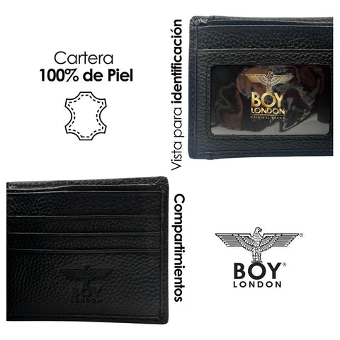 Cartera De Piel Para Hombre Negra Boy London Original Negro 103