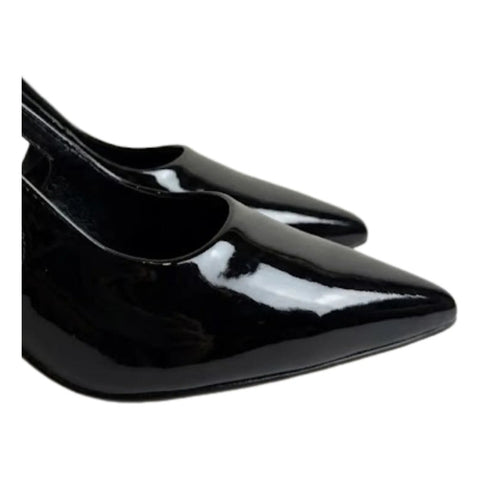 Zapatillas Tacones De Dama Elegantes Boy London Shoes Negro de Charol