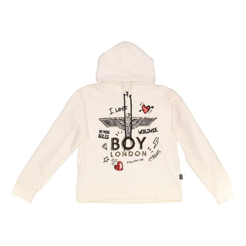 Sudadera Blanca Hoodie Mujer Con Gorro I Love Boy London