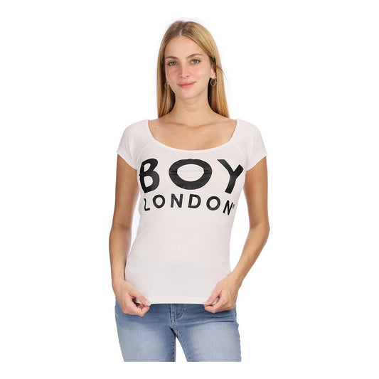 Blusa Blanca Dama Estampado Clásico Letras Negras Boy London
