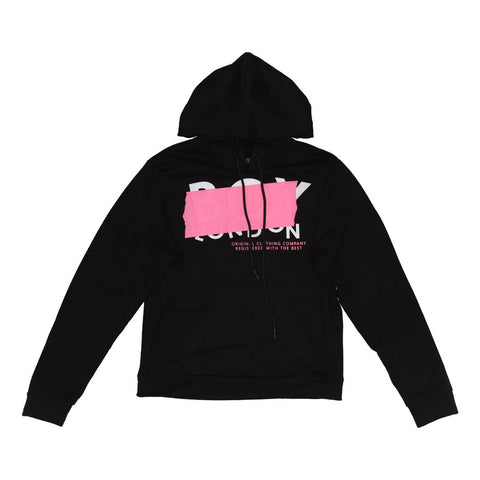 Sudadera Negra Mujer Letras Texturizadas Hd Rosa Boy London