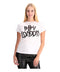 Playera Blanca Mujer Foil Rosa Letras Brillantes Boy London