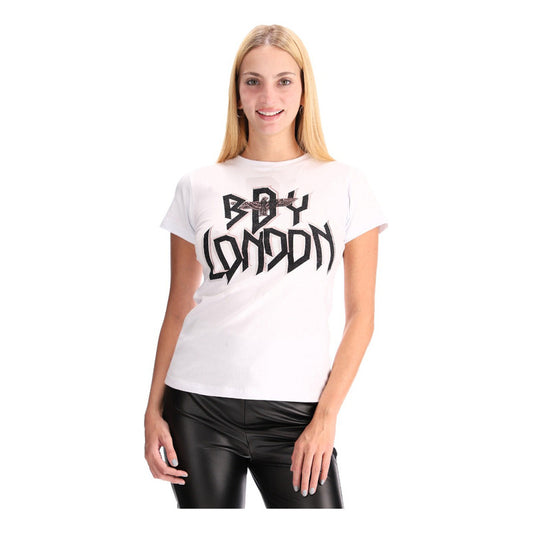 Playera Blanca Mujer Foil Rosa Letras Brillantes Boy London