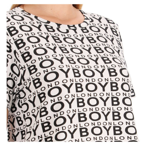 Blusa Crop Top Mujer Casual Clasico Letras Negras Boy London Blanco