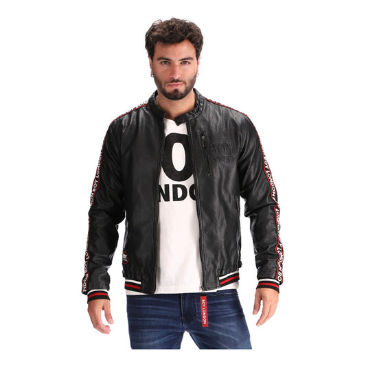 Chamarra Vinipiel Hombre Biker Lineas Rojo Blanco Boy London