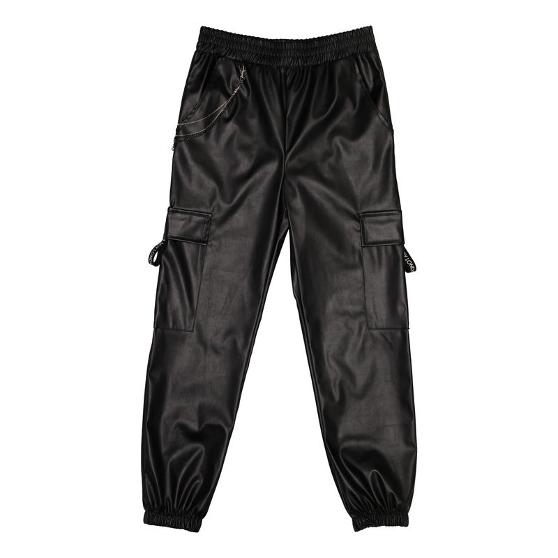 Pantalón Jogger Negro Vinipiel Cadenas Bolsillos Boy London