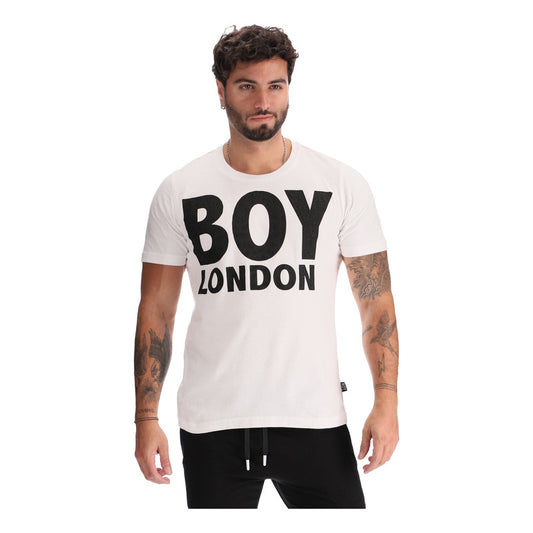 Playera Blanca Manga Corta Letras Negras Boy London