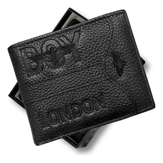 Cartera Negra De Piel Plegable Hombre Original Boy London