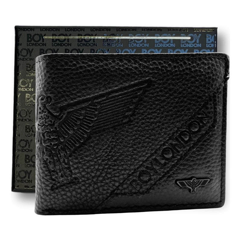Cartera Negra De Piel Plegable Hombre Elegante Boy London