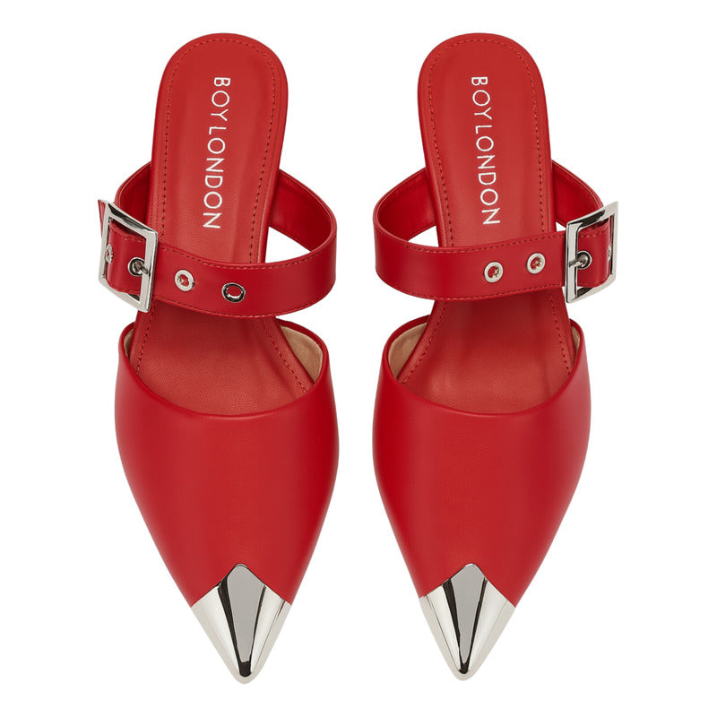 Zapatos Rojos De Dama Mujer Punta Metálica Boy London Shoes