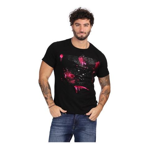 Playera Negra Efecto Pintura Salpicado Grafiti Boy London