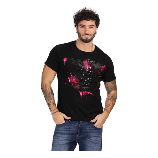 Playera Negra Efecto Pintura Salpicado Grafiti Boy London