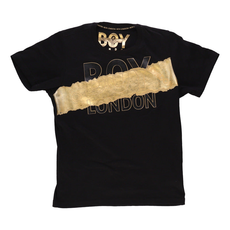 Playera Manga Corta Hombre Estampado Foil Dorado Boy London