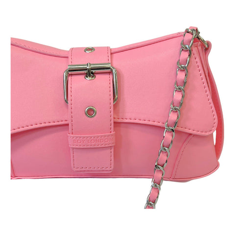 Mini Bolsa Rosa Bandolera Crossbody De Mano Boy London Rosa Liso Metalicos