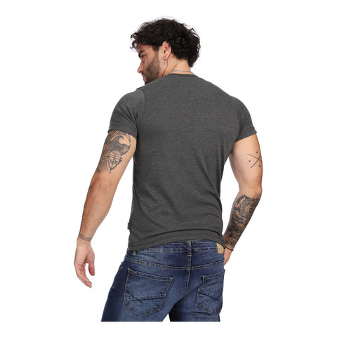 Playera Gris Hombre Manga Corta Estampado Foil Boy London Negro Extra Grande Liso