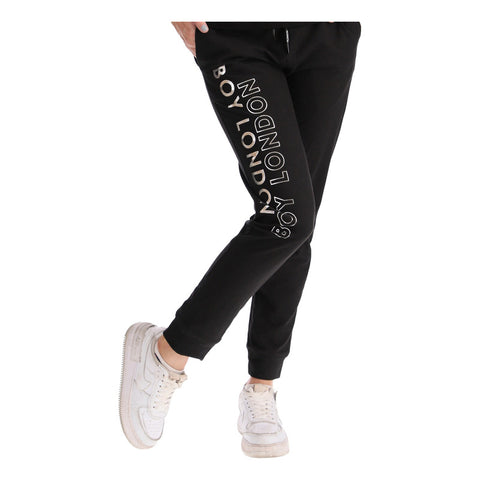 Pants Jogger Negro De Dama Letras Foil Plateadas Boy London