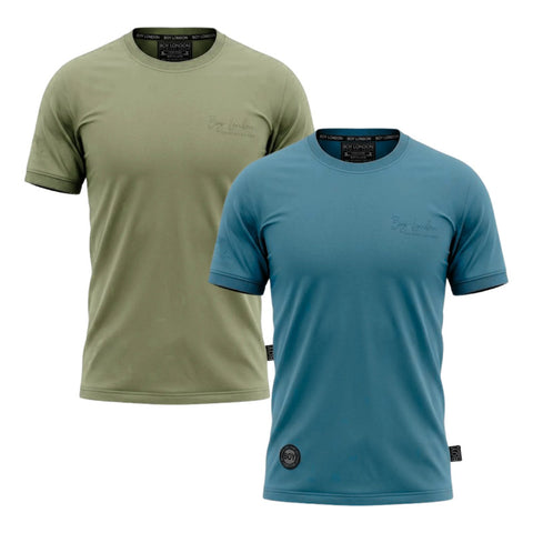 2 Pack Set Playera Hombre Cuello Redondo Boy London Verde Claro Azul Turquesa