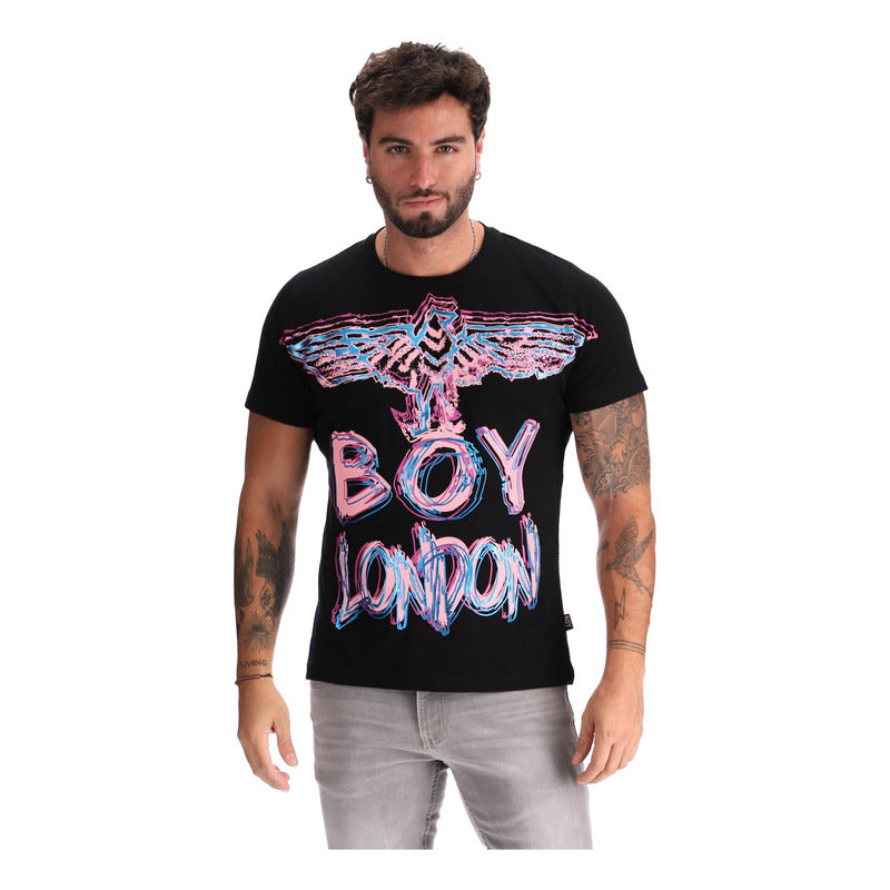 Playera Manga Corta Hombre Texturizada Rosa Azul Boy London