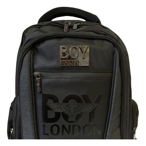 Mochila Escolar Backpack Negra Gran Capacidad Cierres Reforzados Boy London Color Negro Diseño De La Tela Lisa