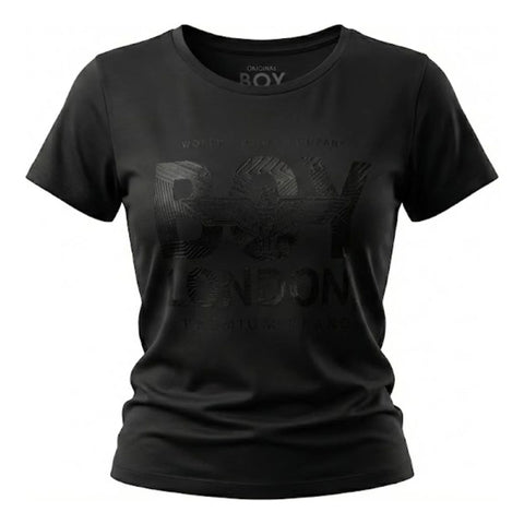 Playera Boy London Negra Para Mujer Logo Águila Negro