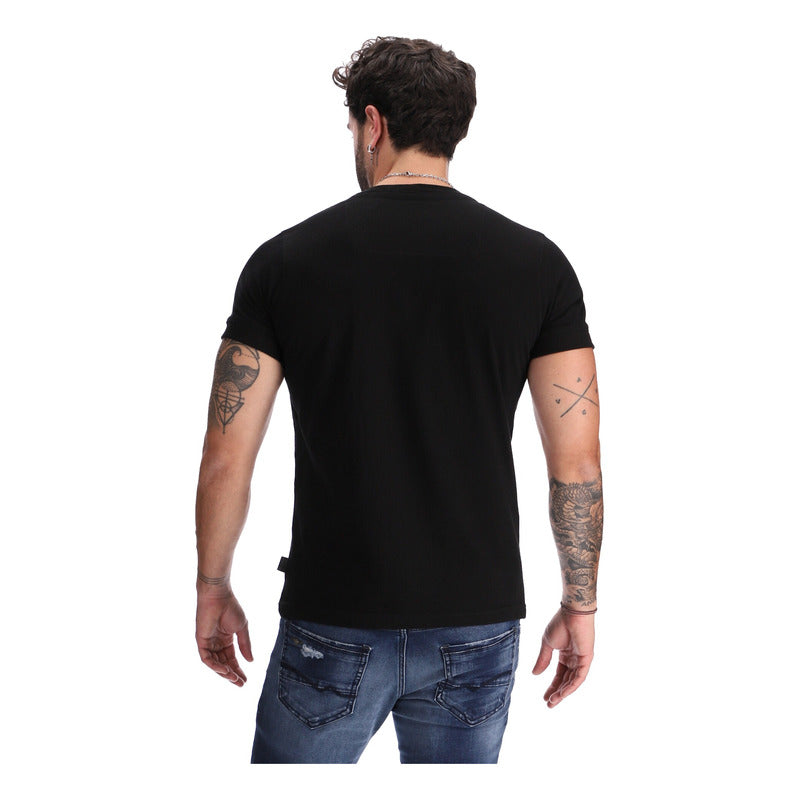Playera Negra De Hombre Pedreria Letras Y Logo Boy London