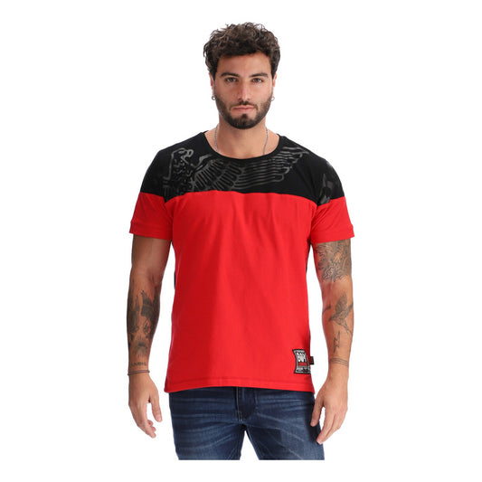 Playera Manga Corta Roja Y Negro Hombre Estampado Boy London
