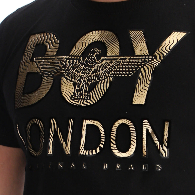 Playera Manga Corta Foil Dorado Flock Terciopelo Boy London