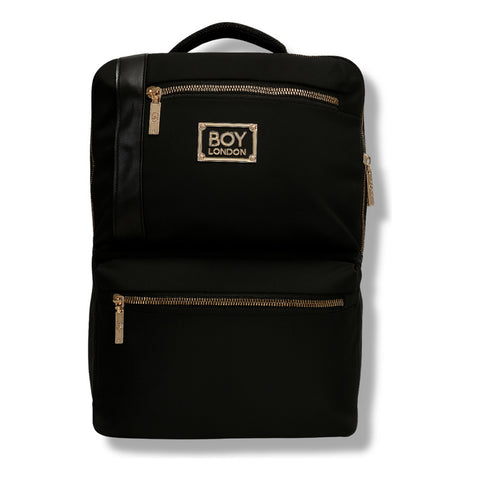 Mochila Negra Casual Urbana Cierres Rosa Metálico Boy London Color Negro Y Rosa Diseño De La Tela Lisa Liso